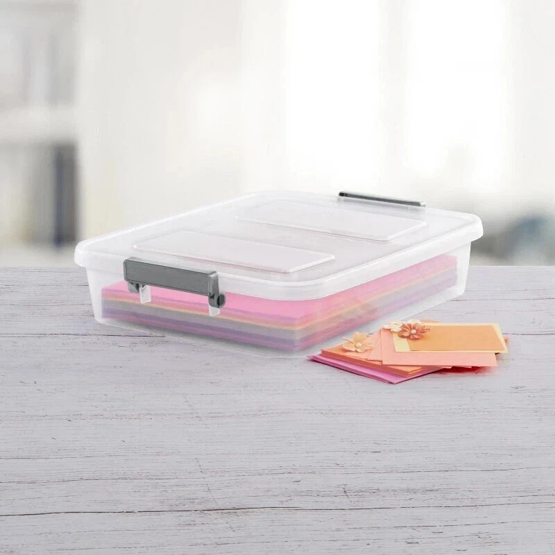 (4 pack) Sterilite 6.2 Qt. Modular Latch Box Plastic, Titanium