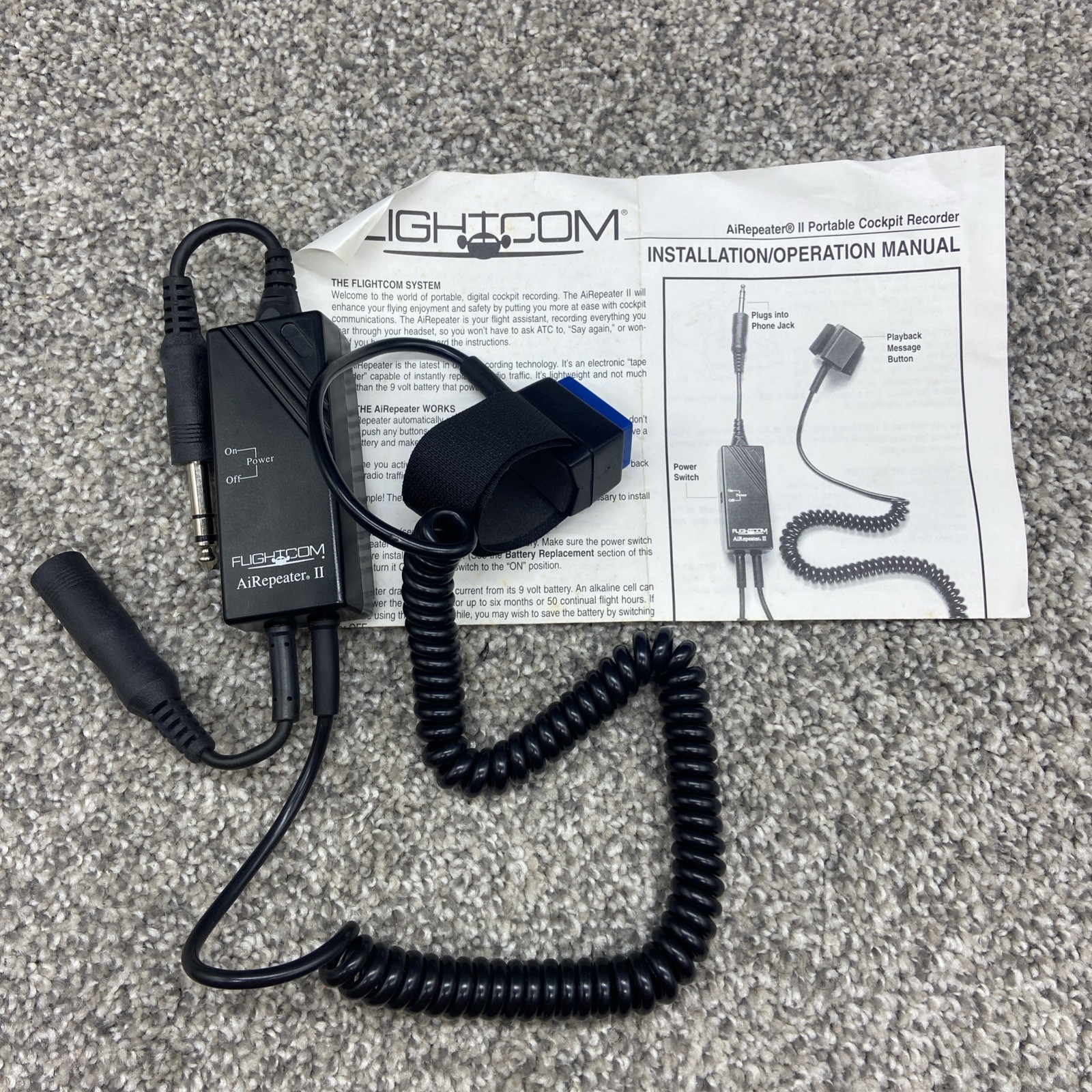 Flightcom AiRepeater II Portable Cockpit Recorder Audio Push button Playback