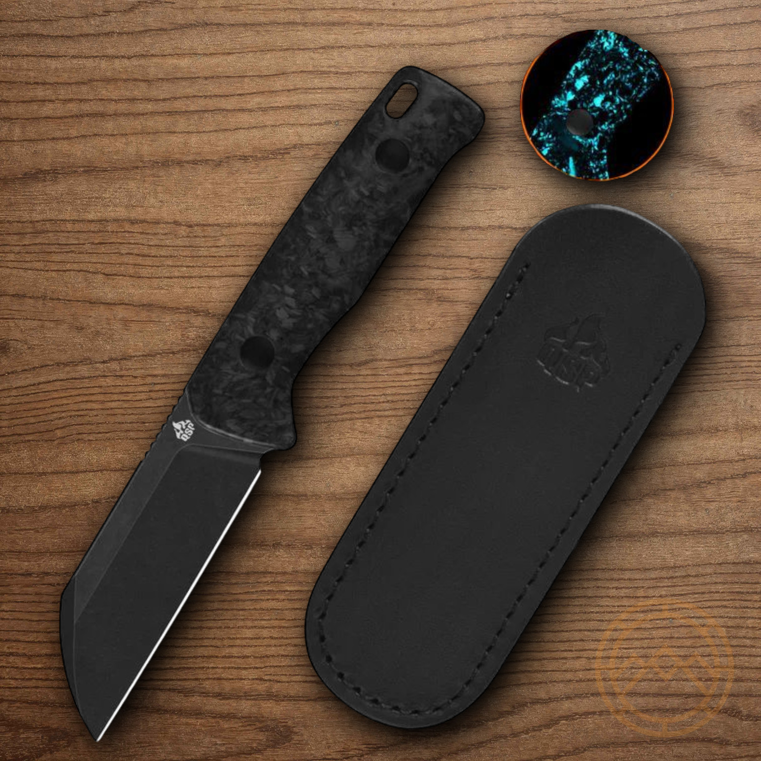 QSP Knife Baby Penguin Fixed Knife 2.5" 14C28N Steel Blade Carbon Fiber Handle