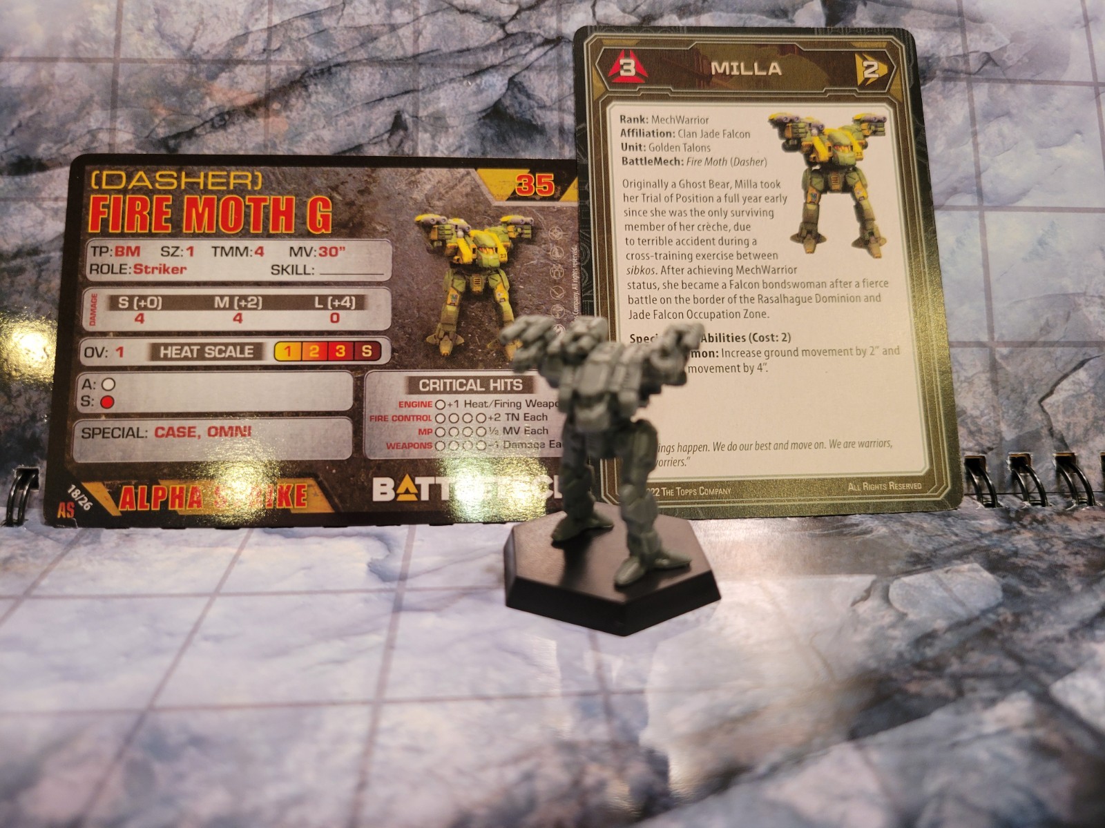Battletech Fire Moth (Dasher) Mech + Pilot Cards - Alpha Strike Box Set