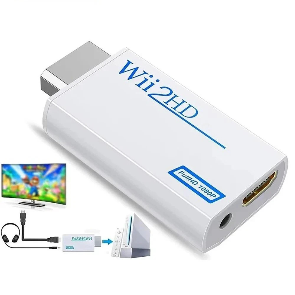 Portable Wii to HDMI Wii2HDMI Full HD Converter Audio Output Adapter TV Black