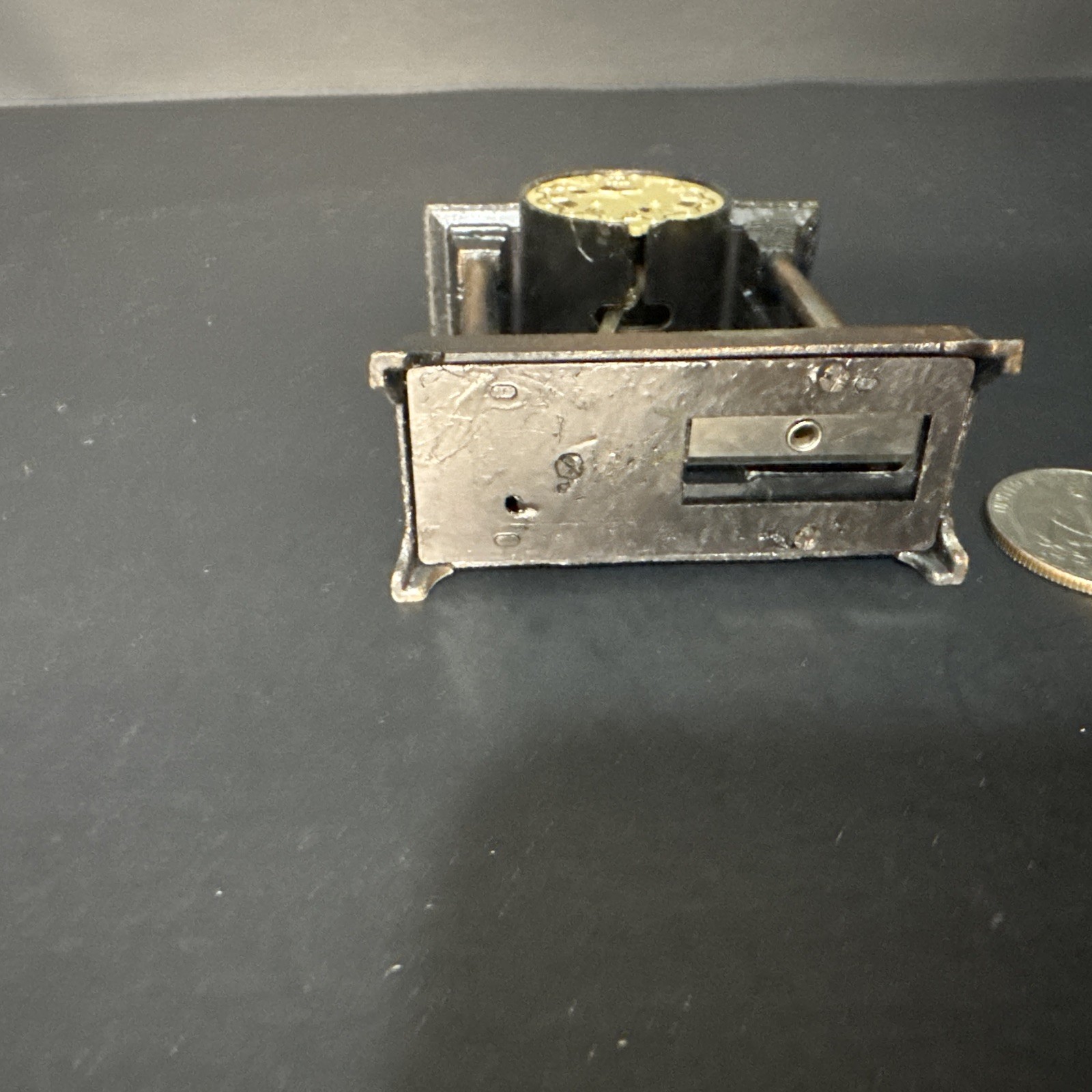 Die Cast Miniature Mantle Clock Pencil Sharpener Circa 80’s Excellent Condition