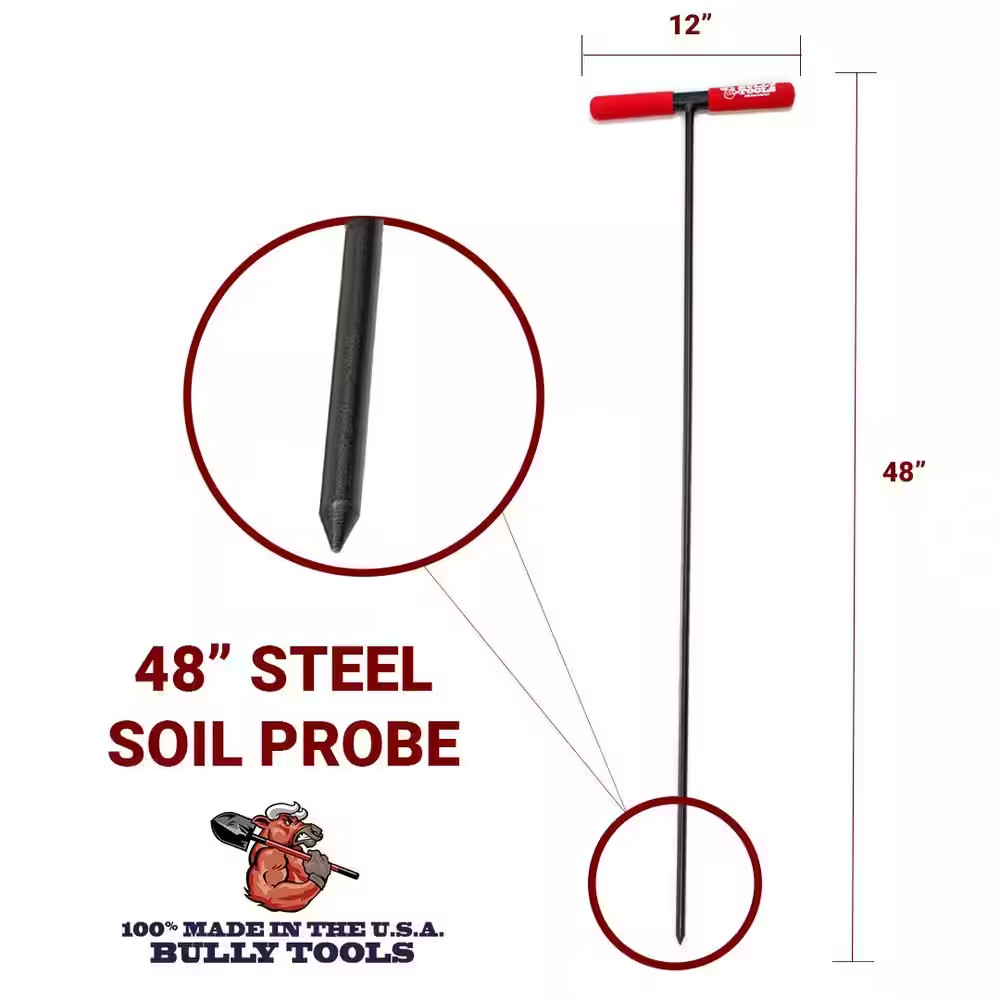 48 In. Soil Probe with Steel T-Style Handle and Sharpened Tip
