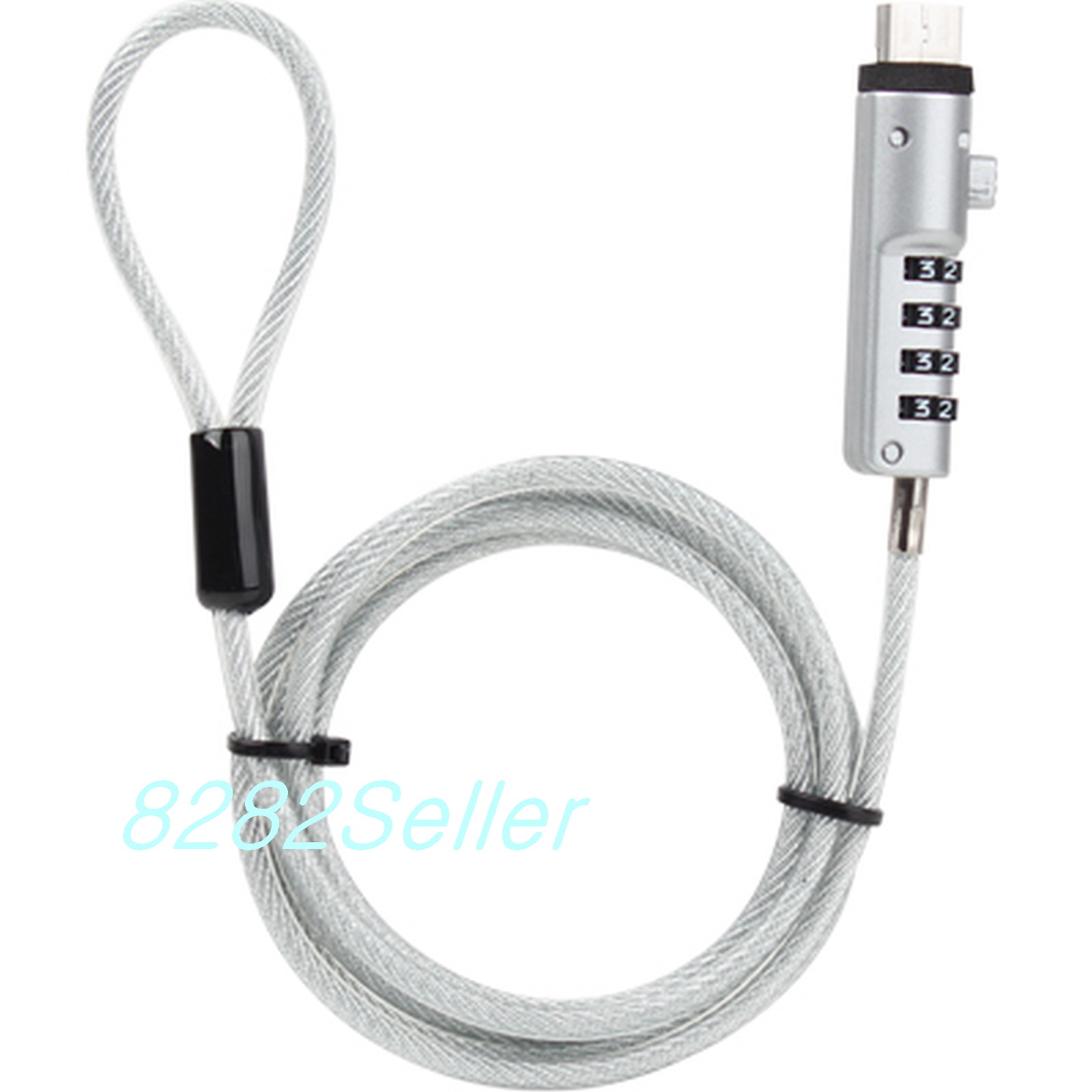 Security USB Port Lock Steel Cable Chain 4-wheel Combination for MacBook Laptop