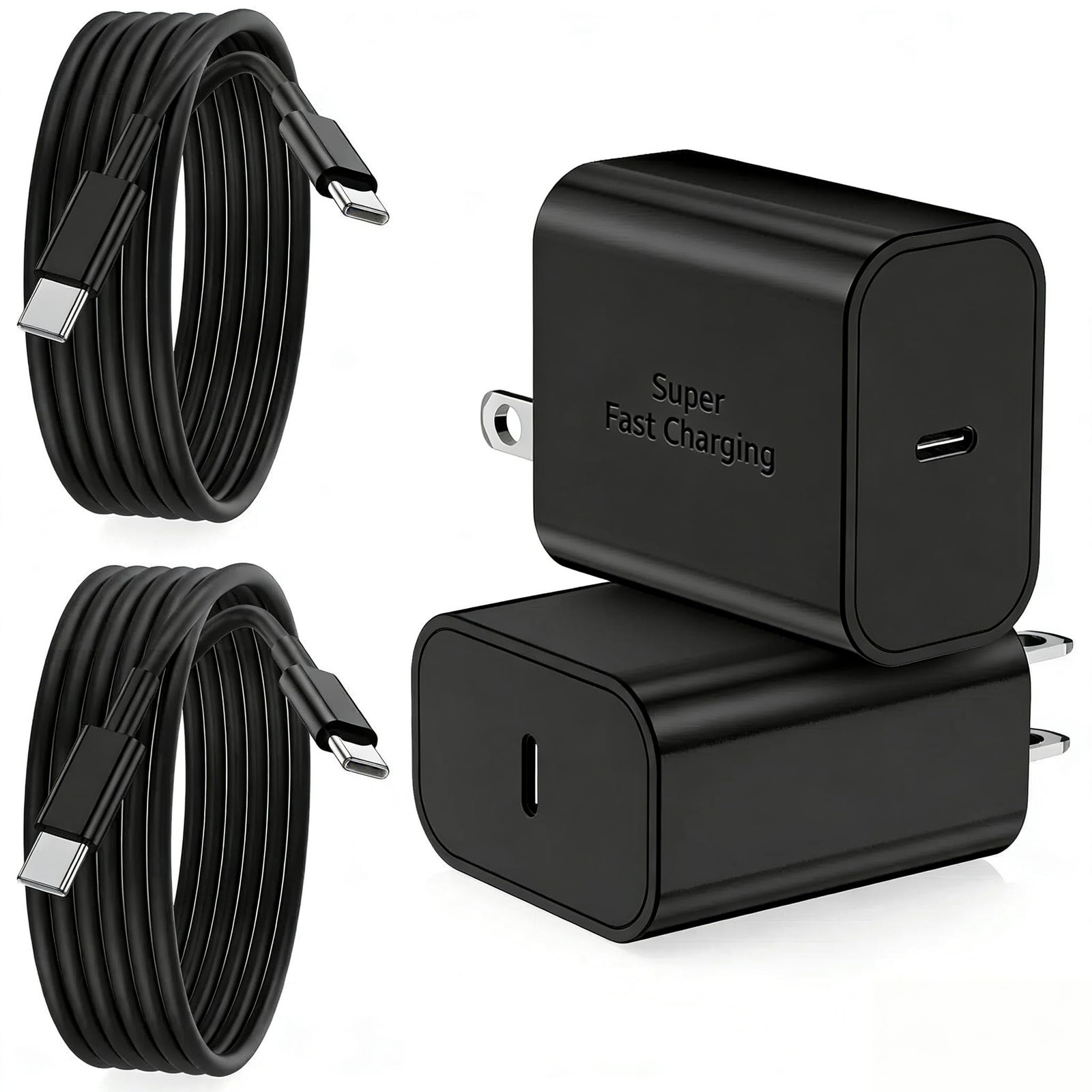 45W Super Fast Charging Block and 10ft USB C to C Cable 10FT, Charger Black