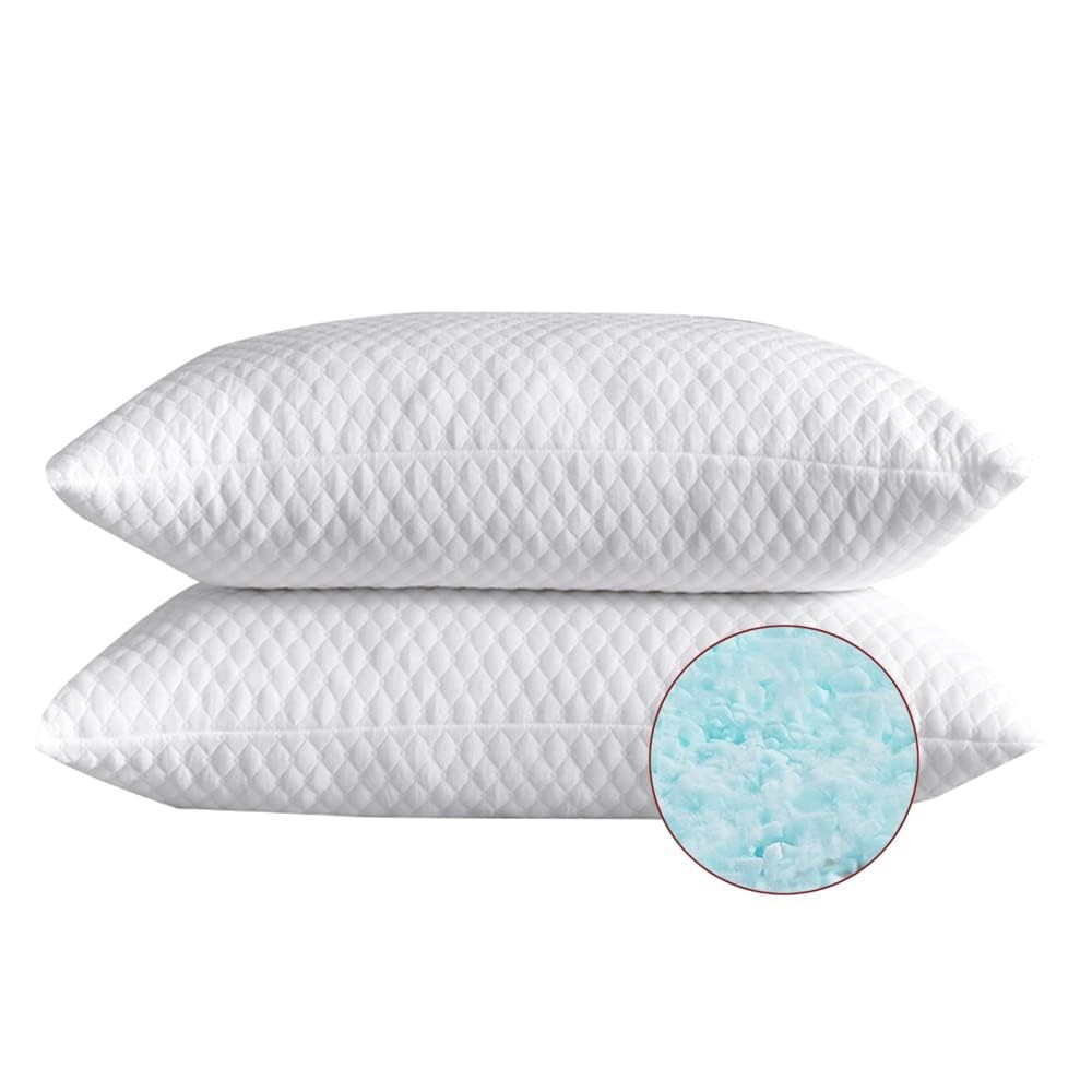Shredded Memory Foam Bed Pillows for Sleeping Queen Size Set of 2,with Washab...