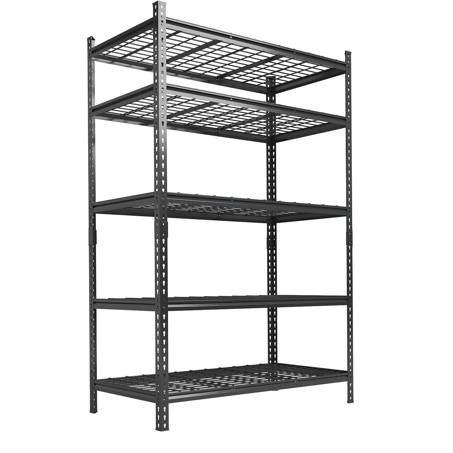 5-Tier Garage Rack Unit Steel Heavy Duty 48x24x72inch Adjustable Storage Shelf