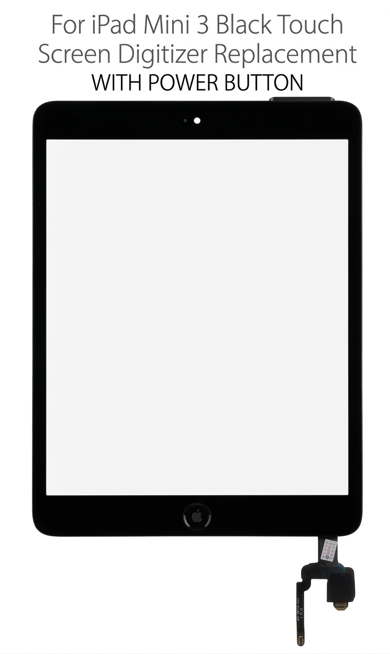 For iPad Mini 3 Black Touch Screen Digitizer Replacement WITH POWER BUTTON