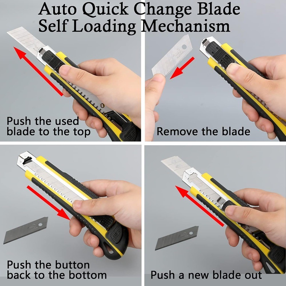 Utility Knife Box Cutter Retractable Self Loading Heavy Duty Snap Off Quick