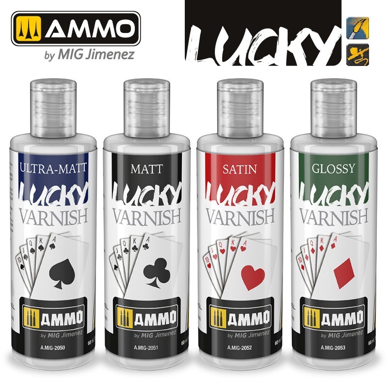 AMMO by Mig: Lucky Varnish - 60ml Ultra Matt | Satin | Glossy - Top Coat Singles