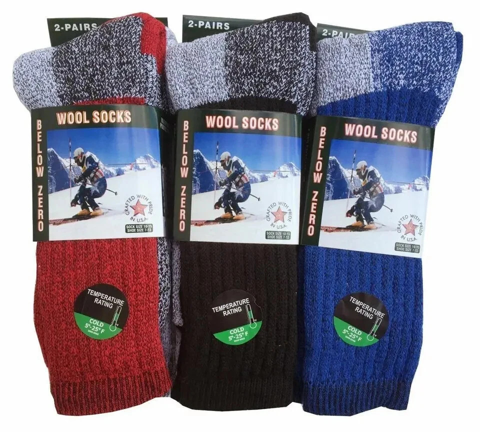 6 pairs Men's Merino Wool Socks Insulated Cold Weather Winter Thermal Socks