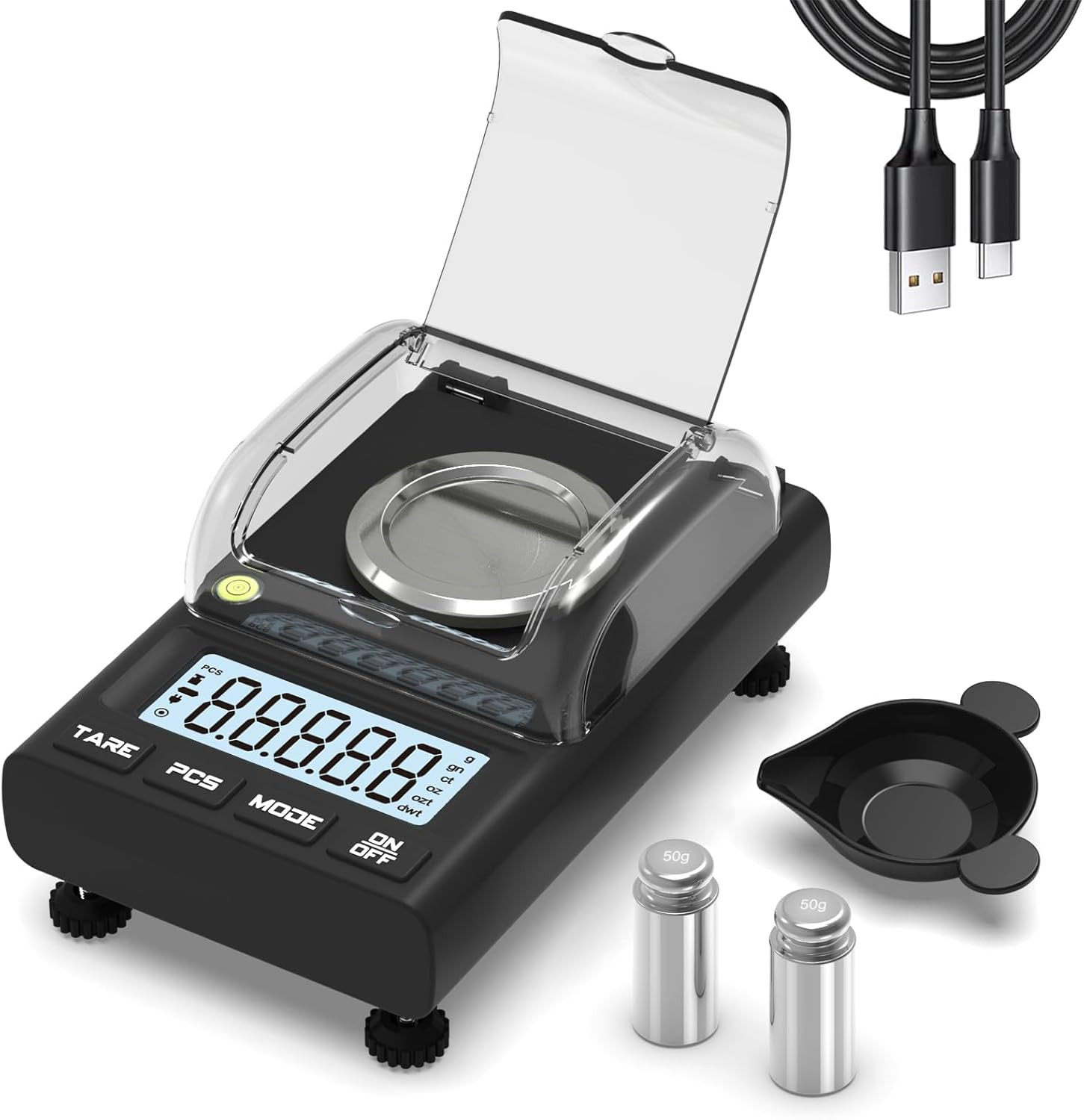 Milligram Scale 100G X 0.001G, Mg Scale with 50G Calibration Weight and Accessor