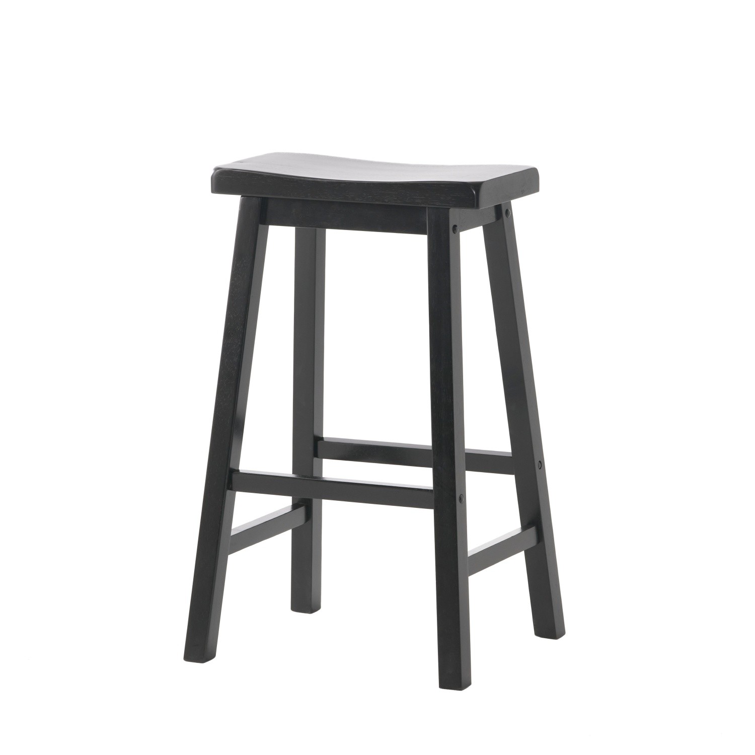 Black Wood Saddle Bar Stools Set of 2 Kitchen Island Counter Height Barstools