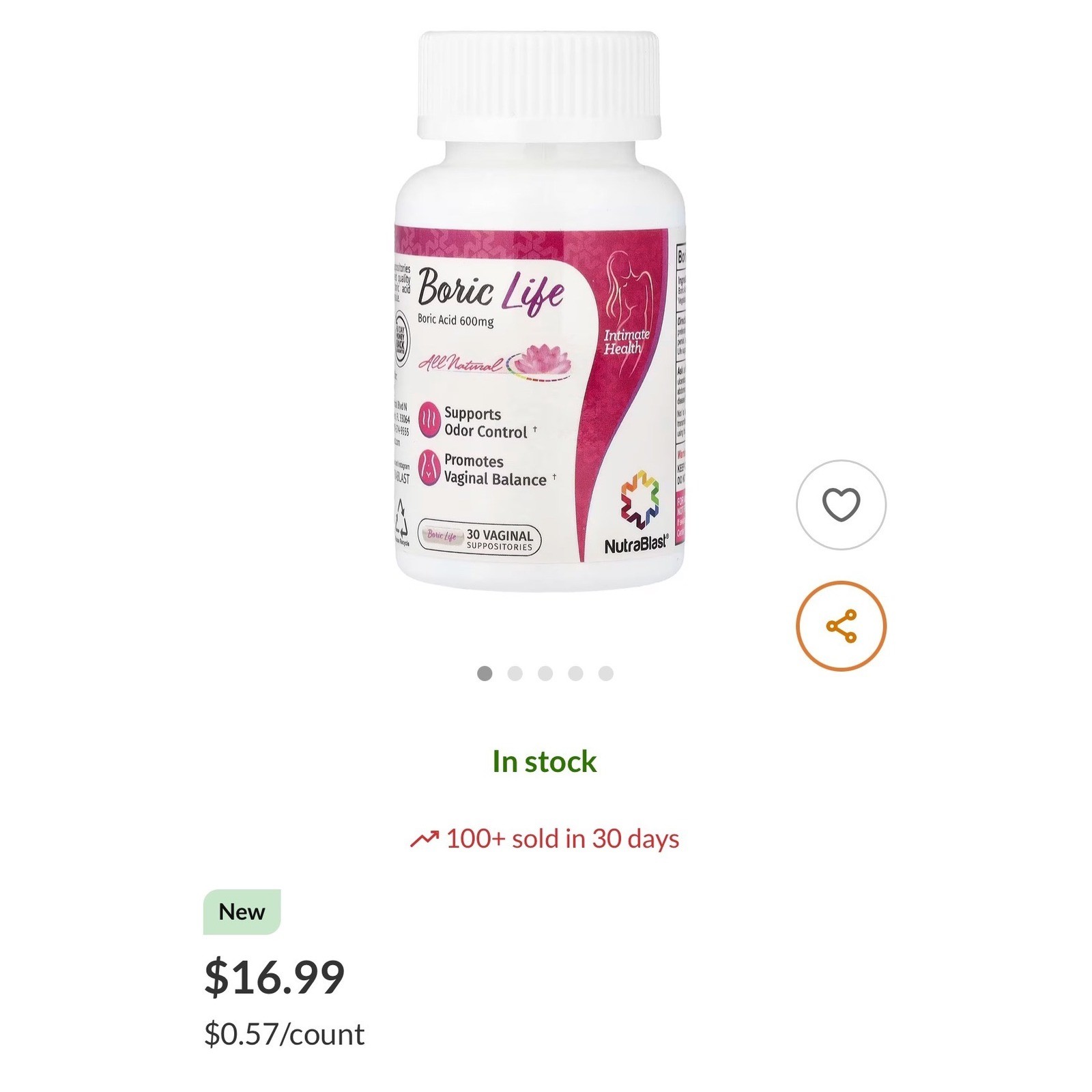 Boric Life,Boric Acid Vaginal Suppositories Odor Control Vaginal Balance