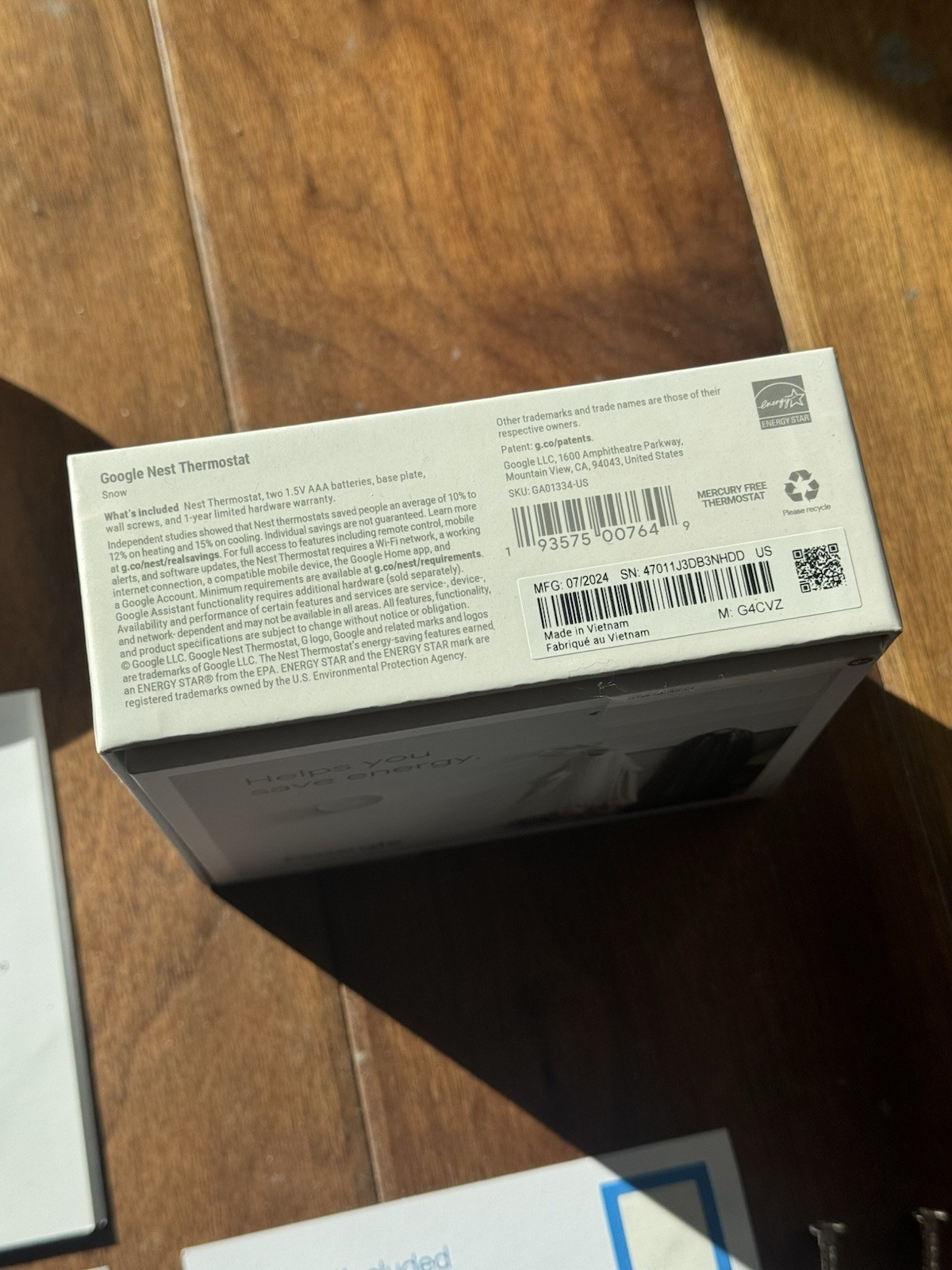 Google Nest Smart Thermostat, Snow -US