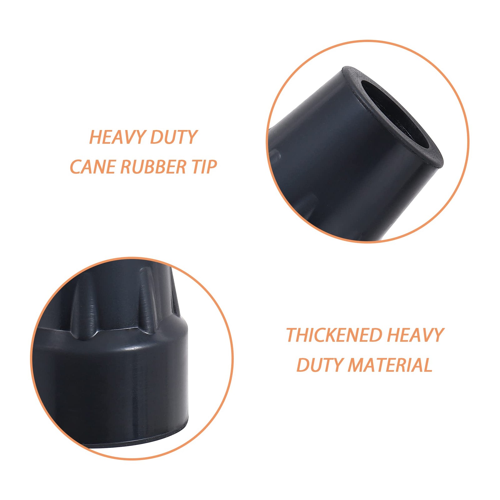 7/8 Inch Cane Tips Heavy Duty Rubber Non Slip 4 Pack Replacement