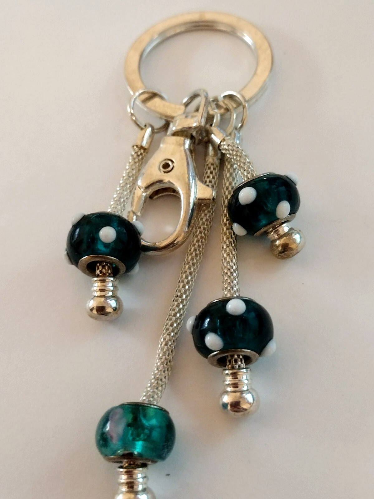 Multicolor Beaded Strands Clip-On Keychain