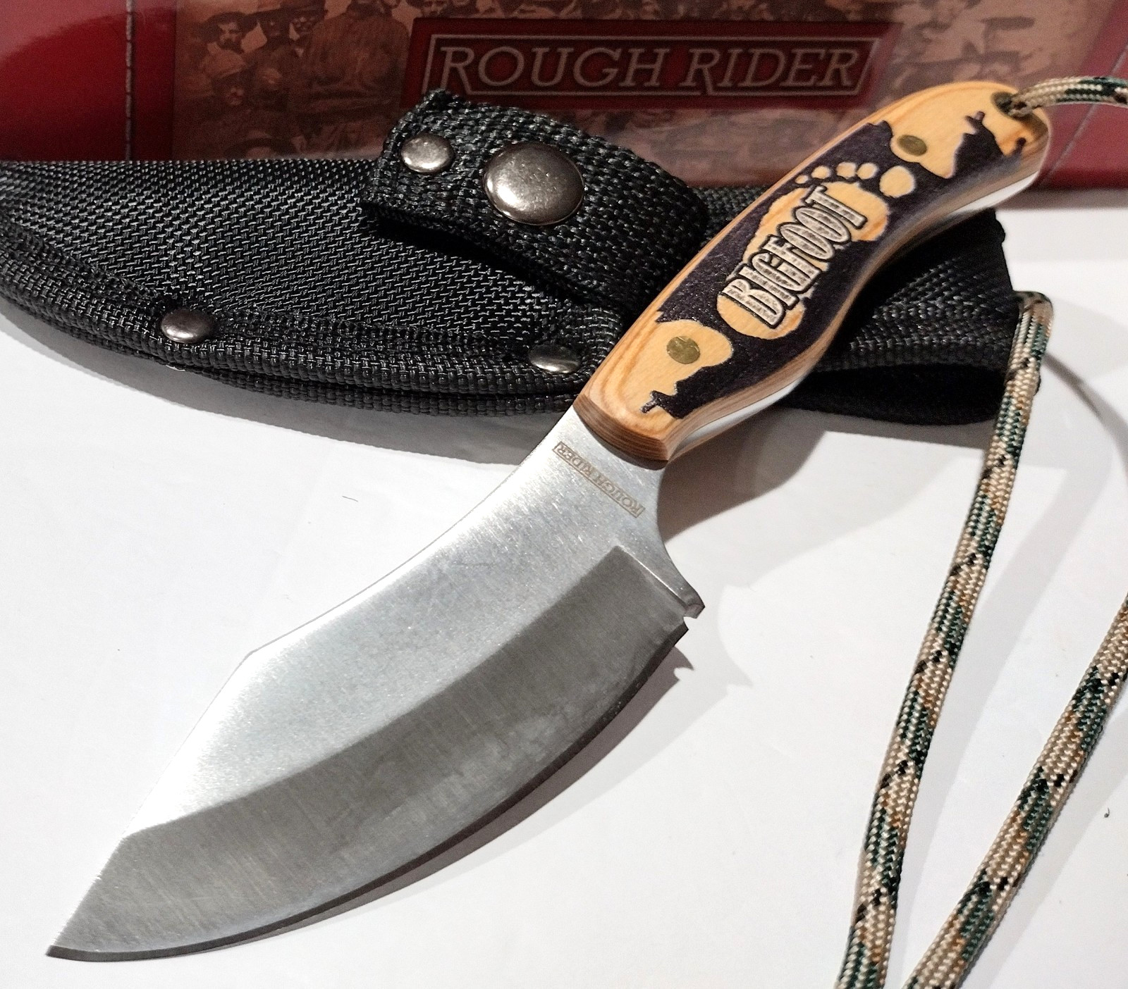 Rough Rider Hardwood BIGFOOT Hunting Skinning Full Tang Knife + Sheath RR2174