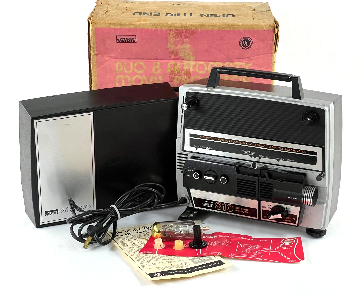Vintage Montgomery Ward 810 Duo 8 Automatic 8mm Movie Projector - Original Box