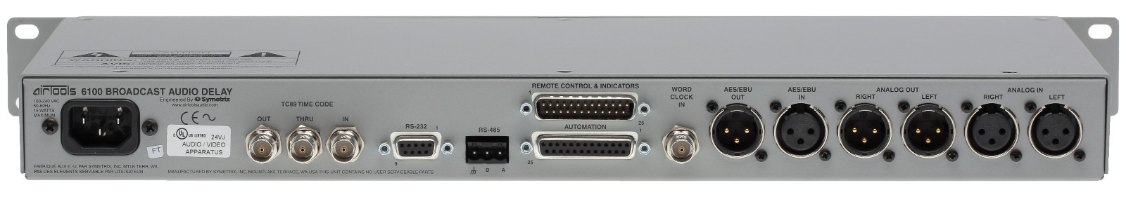 Symetrix Airtools 6100 AES Digital Audio Broadcast Profanity Delay DUMP Button