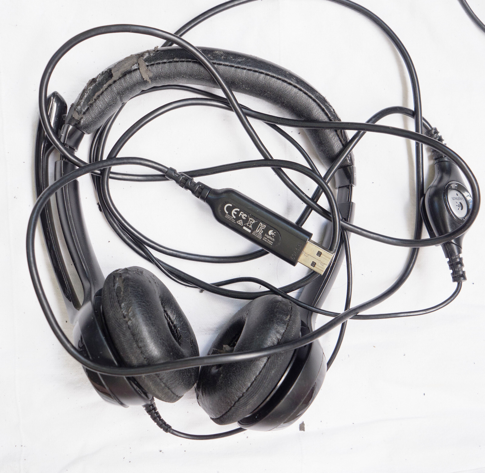 Logitech USB Wired Headset lot, USED bad shape