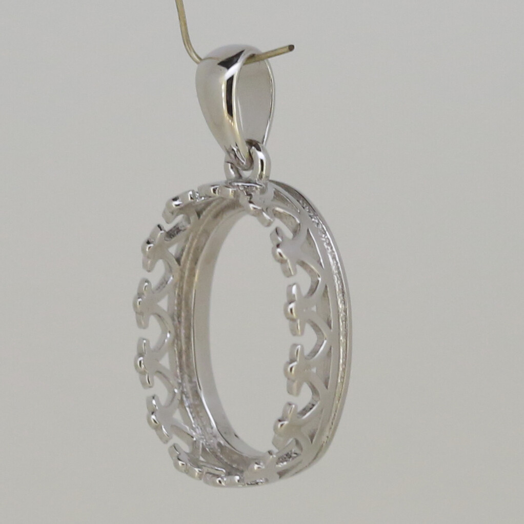 Sterli Silver Semi Mount Pendant Setting OV 14x12 14x10 12x10 10x8 9x7 8x6mm