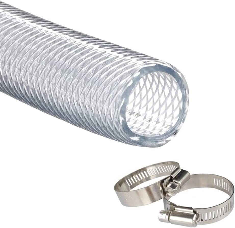High Pressure Braided Clear Flexible PVC Tubing 1/2" ID,10ft 1/2" ID - 10 ft