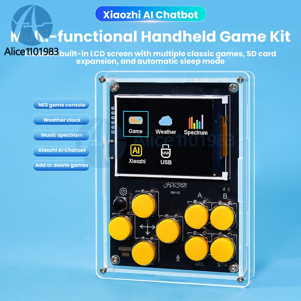 LCD Game Console DIY Kit Multifunction Weather Clock Xiaozhi AI Robot Soldering