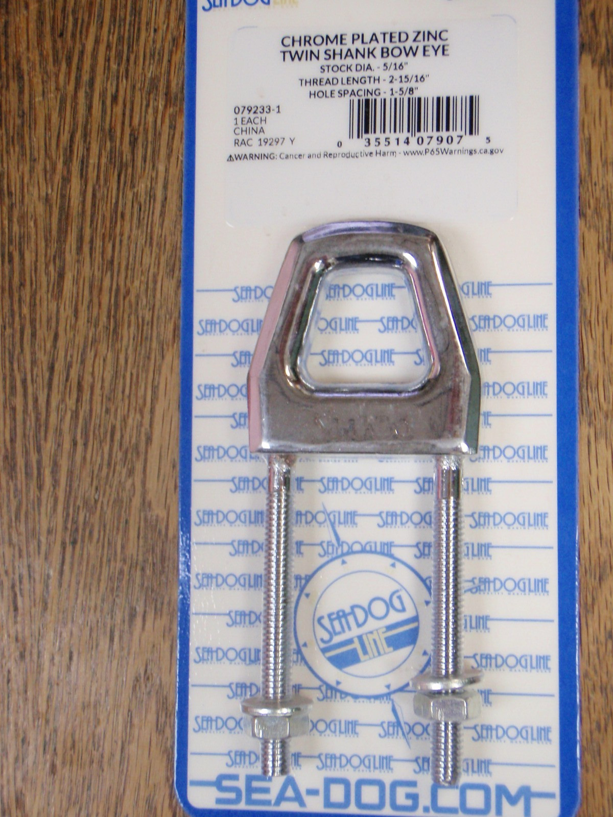 BOW EYE classic twin shank chrome plated zinc 5/16 studs 0792331 boat hardware