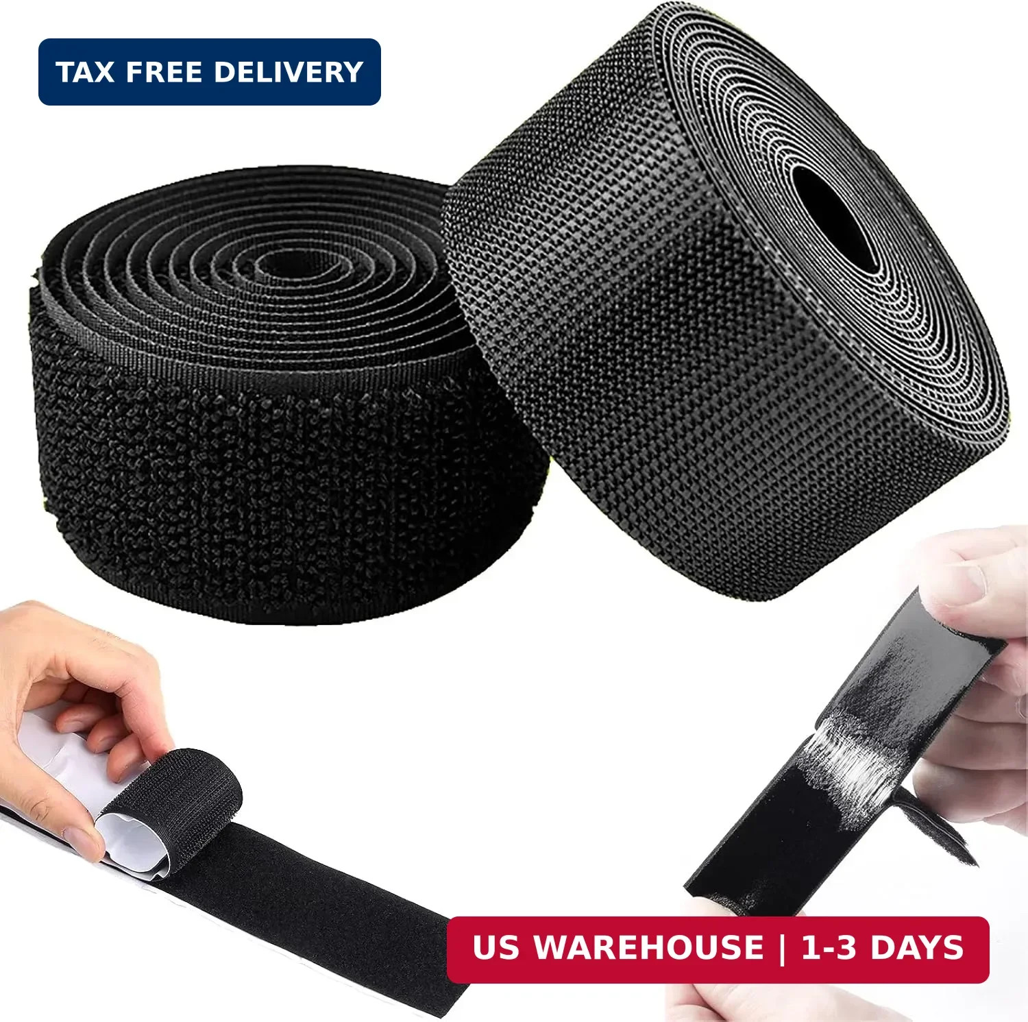 2 Inch Wide Heavy Duty Hook and Loop Tape Roll 16.4 Ft, Self Adhesive Strips wit