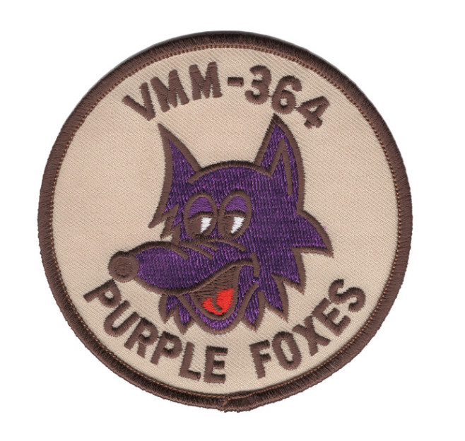 3.62" DESERT VMM-363 PURPLE FOXES MARINE CORPS TILTROTOR SQ EMBROIDERED PATCH