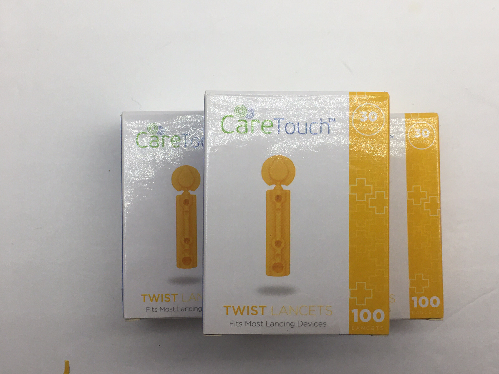 3-New Sealed Care Touch 30 Gauge Yellow Lancet Boxes(300Lancets) EXPIRED Read