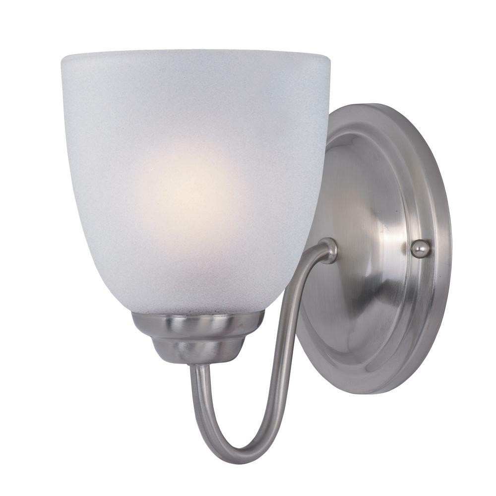 Maxim 10071FTSN Stefan 5"W Satin Nickel Bath Light w/Frosted Shade
