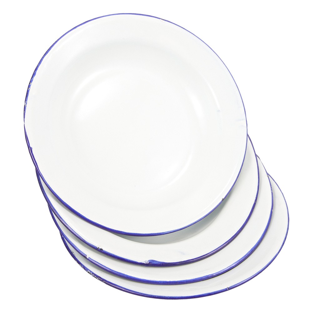 4 Pcs Enamel Food Tray Ceramic Dessert Plates Dinnerware Enamelware