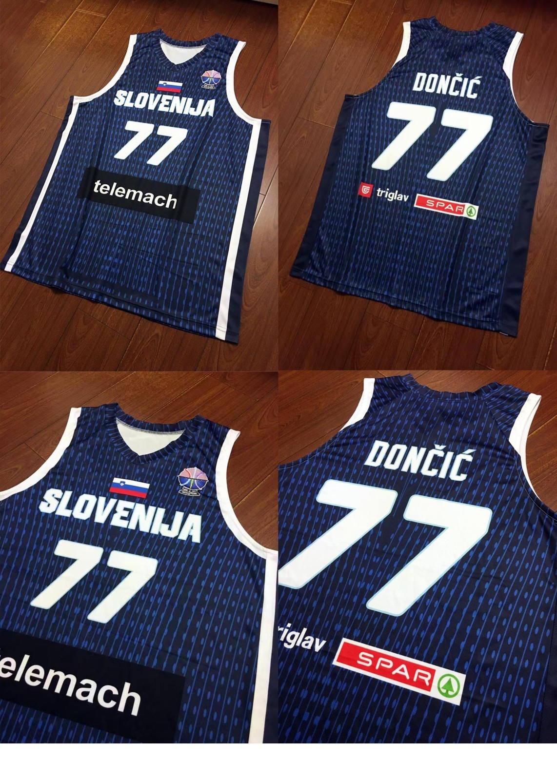 Youth Men Doncic #77 Dončić Slovenia Basketbll Jersey Blue White Custom Names