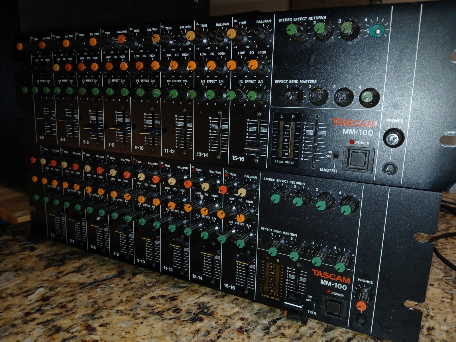 2  TASCAM MM-100 Keyboard Line Mixers PARTS ONLY , NON WORKING