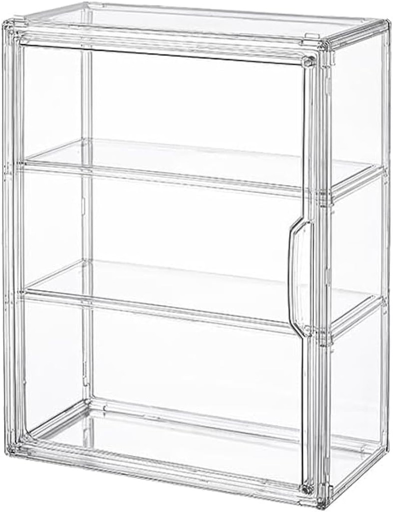 3 Tiers Clear Display Case for Figures, Acrylic Storage Organizers Box with Magn