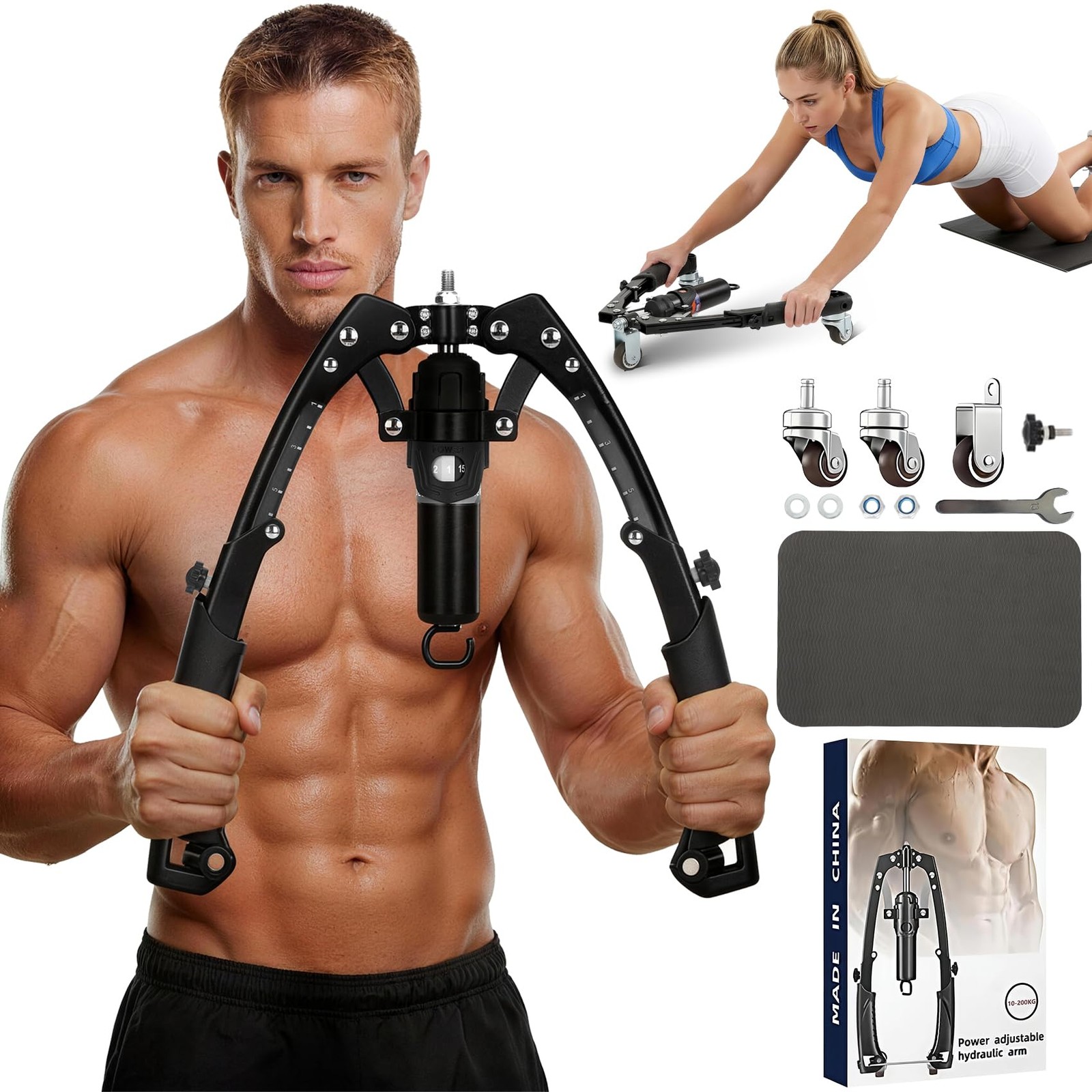 Twister Arm Trainer, 3-in-1 Adjustable Hydraulic Power Chest Workout black