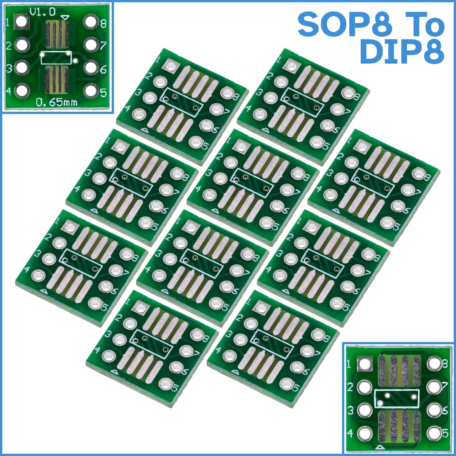 10pcs SOP8 To DIP8 IC Adapter SO8 SOIC8 TSSOP8 Converter Breakout Board Module