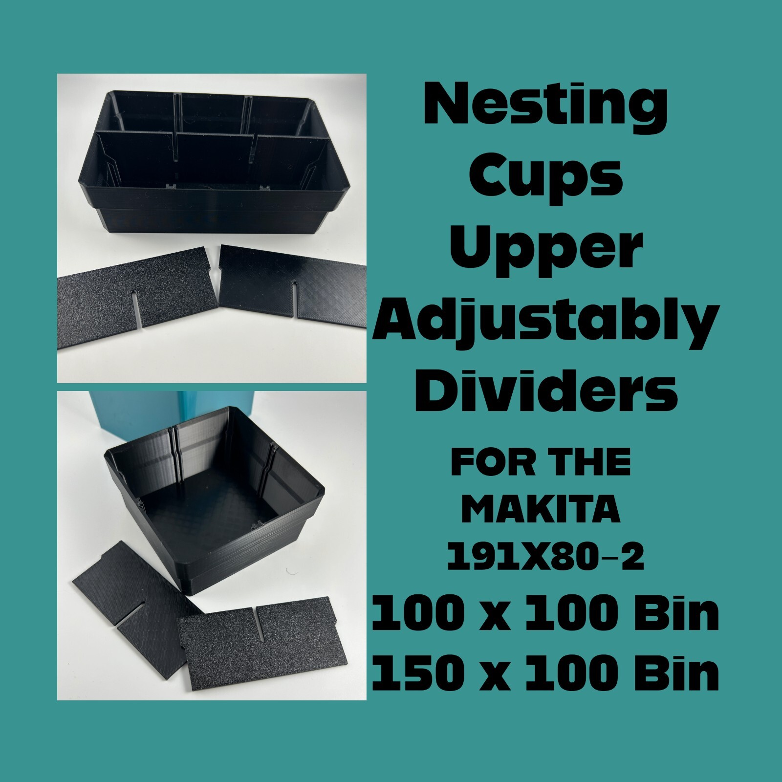 Nesting Cups Upper with  Adjustably Dividers for Makita 191x80-2