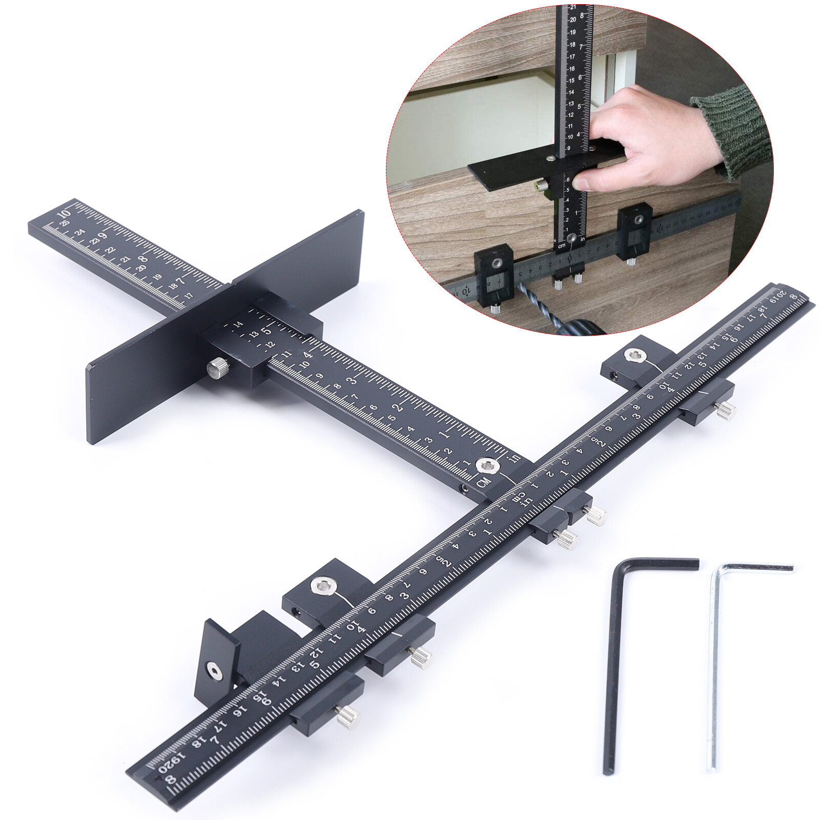 Cabinet Hardware Install Jig Tool Drawer Pull Handle Punch Locator Drill Guide.