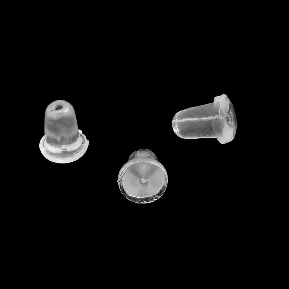 100pc Silicone Earring Backs 5mm x 4mm Cone Shaped Backing Soft Stopper Rubber