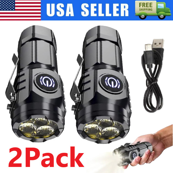 2PCS Three-Eyed Mini Flashlight Flash Super Power  Waterproof Outdoor Travel