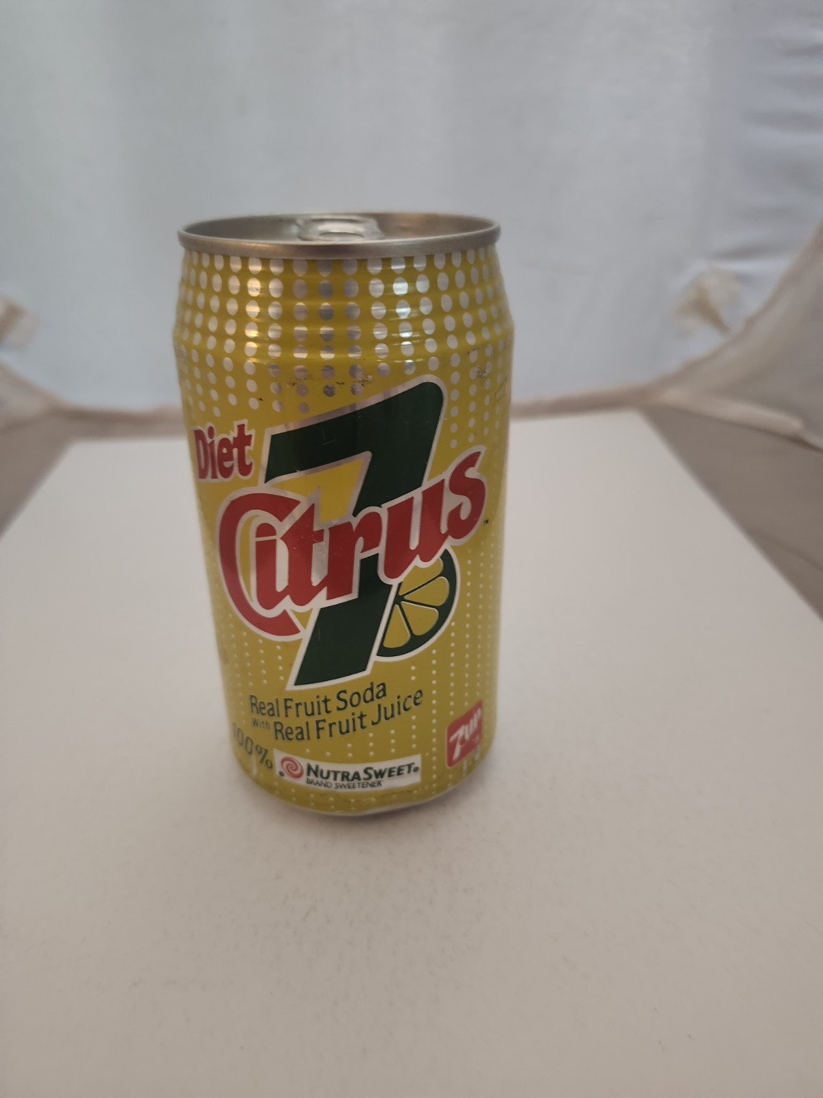 1980s Vintage 7up Diet 7 Citrus Soda Can  Empty Aluminum 12oz  Rare! Nutra Sweet
