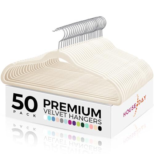Premium Velvet Hangers 50 Pack Heavy Duty - Non Slip Felt Suit Hangers