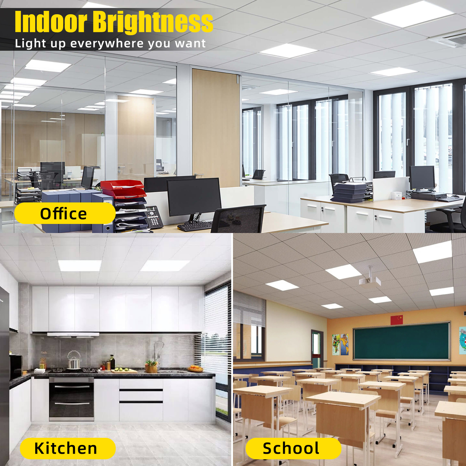 8 Pack 2x2Ft LED Panel Light Drop Ceiling Flat Panel Recessed Troffer Fixtures