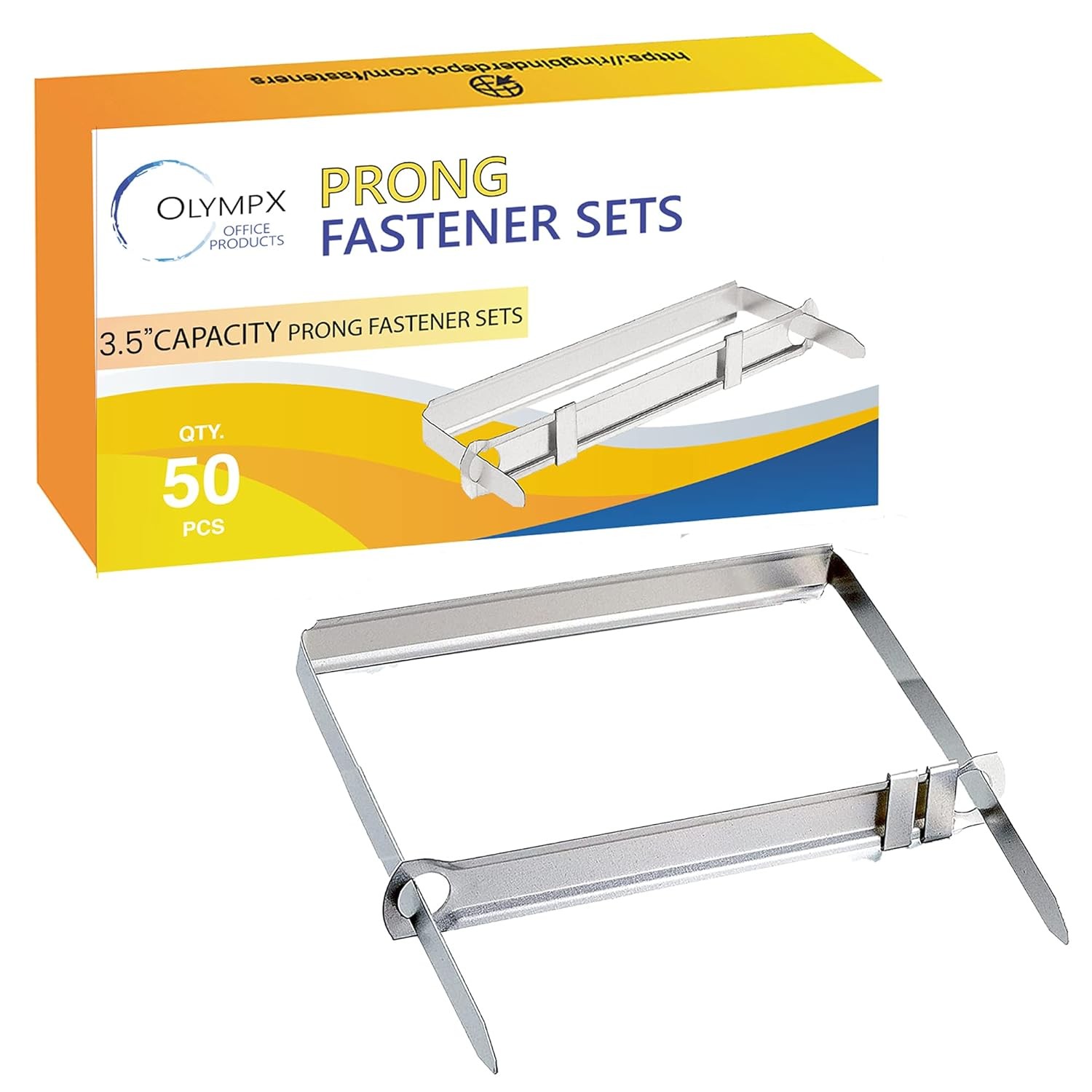 OLYMPX 50 Pcs of 3.5” Capacity Premium Metal Prong Paper Fastener B06