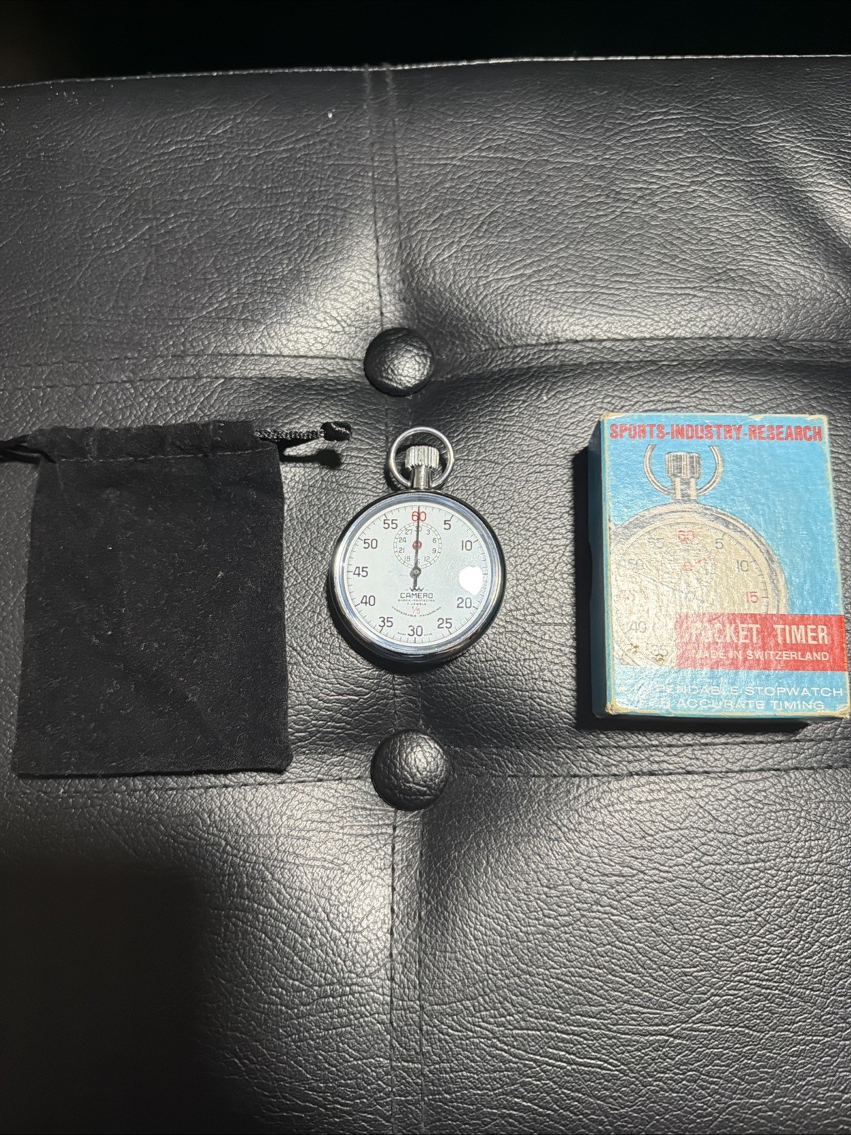 Swiss Made Camero 7 Jewels Mechanical 1/5 Wind Up Stop Watch with the Box
