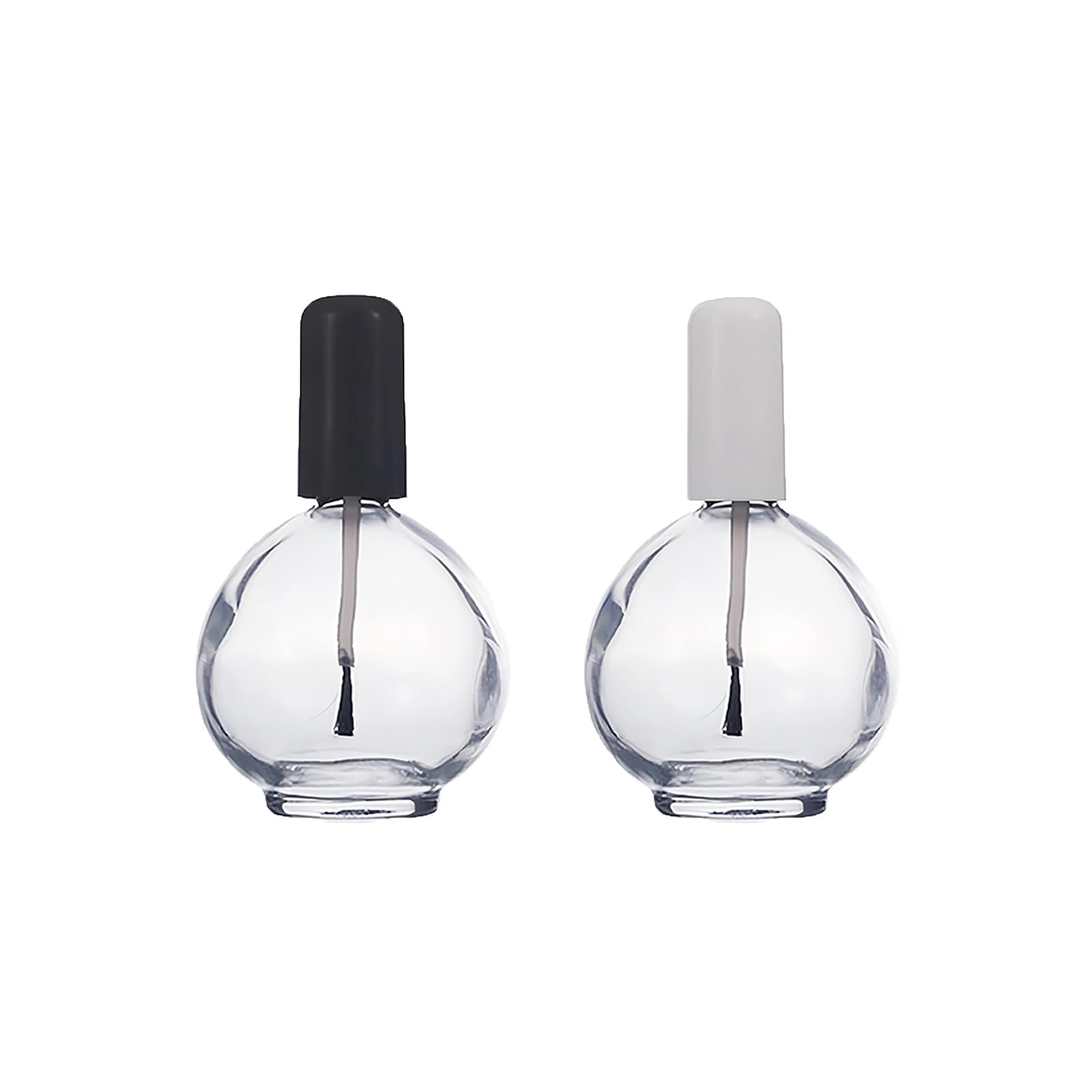 2Pcs 75ml/2.5oz Empty Nail Polish Bottles with Brush Spherical Clear Refillab...