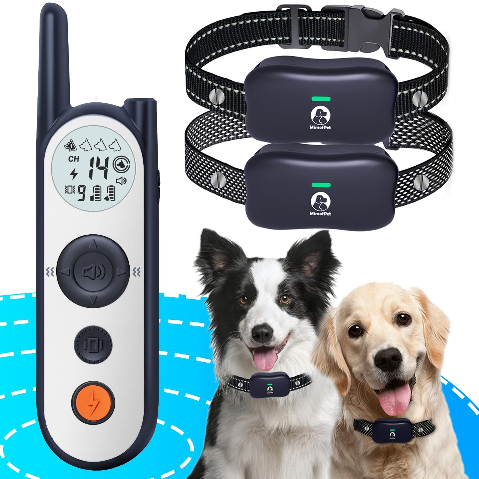 MIMOFPET Wireless Dog Fence for 2 Dogs - 25FT to 3500FT Electric Fence,185 Da...